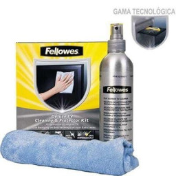 FELLOWES Kit limpiador TV y pantallas LCD bote spray 250ml y gamuza antiestática FELLOWES Kit limpiador TV y pantallas LCD bote spray 250ml y gamuza antiestática