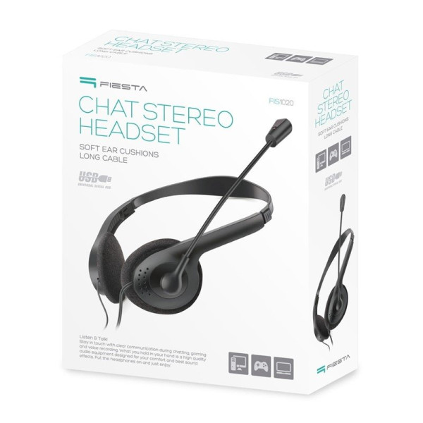 Auriculares FIESTA CHAT Stereo PC + Microfono FIS1020 - USB