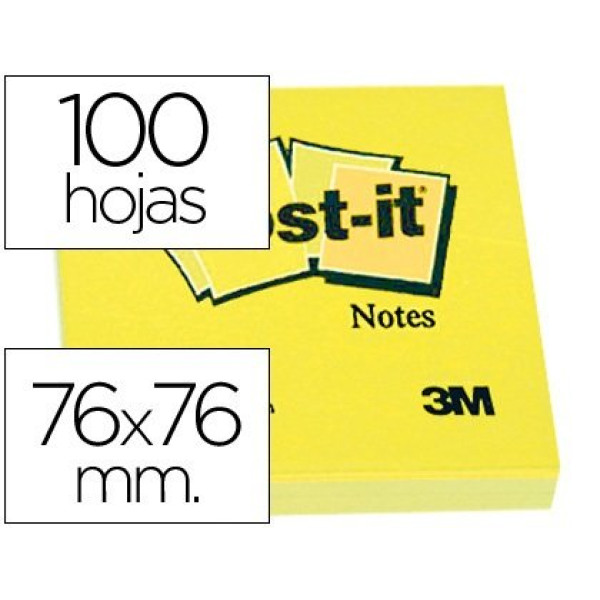 (12) Bloc notas POST-IT Amarillo 76x76mm 100h/bloc