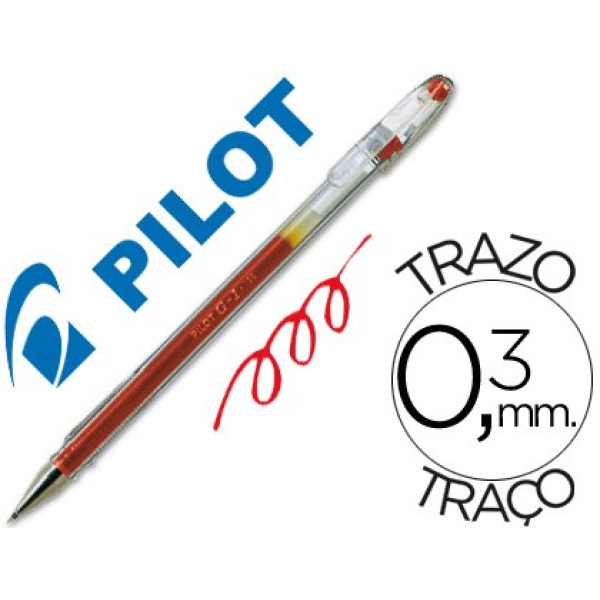 Bolígrafo PILOT G-1 rojo Tinta GEL. Trazo 0,3mm. Punta 0,5mm.