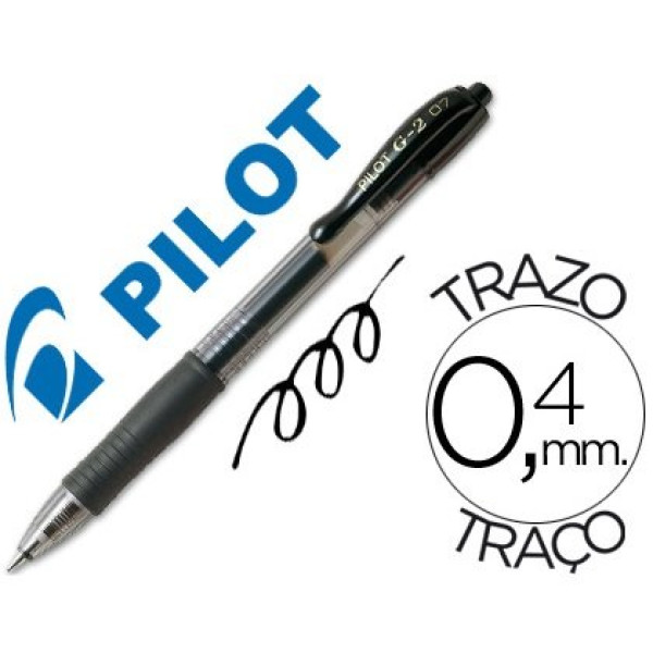Bolígrafo PILOT G-2 retráctil negro Tinta GEL. Trazo 0,4mm. Punta 0,7mm. (BL-G2-7)