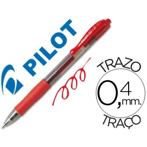 Bolígrafo PILOT G-2 retráctil rojo Tinta GEL. Trazo 0,4mm. Punta 0,7mm. (BL-G2-7)