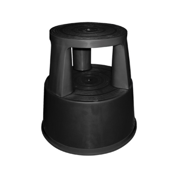 Taburete Q-CONNECT ruedas retractiles negro 2 niveles, tres ruedas Taburete Q-CONNECT ruedas retractiles negro 2 niveles, tres ruedas