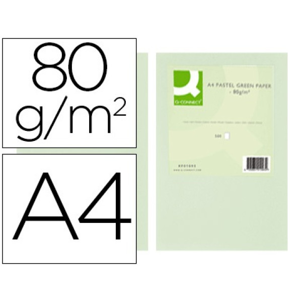 Papel Q-CONNECT 500A4  80g.  Hojas verde