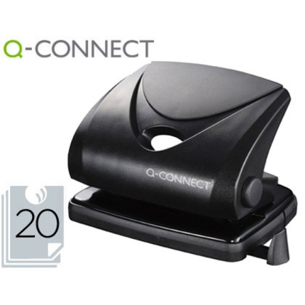 Taladrador Q-CONNECT - 2 taladros abertura 2mm, para 20h., color negro Taladrador Q-CONNECT - 2 taladros abertura 2mm, para 20h., color negro