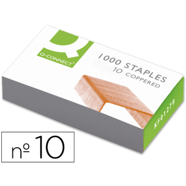 Caja 1000 grapas Q-CONNECT nº 10 cobreadas