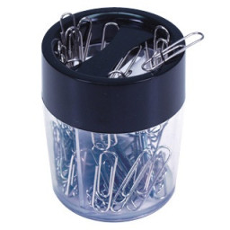 Cubilete portaclips Q-CONNECT imantado cuadrado transparente/negro 75x45x45mm