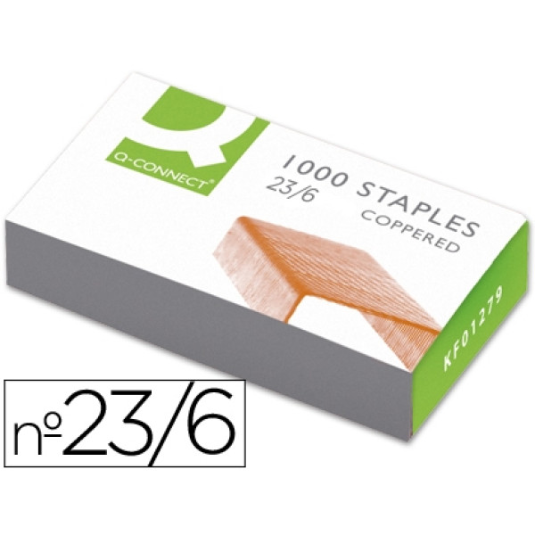 Caja 1000 grapas Q-CONNECT 23/6 cobreadas