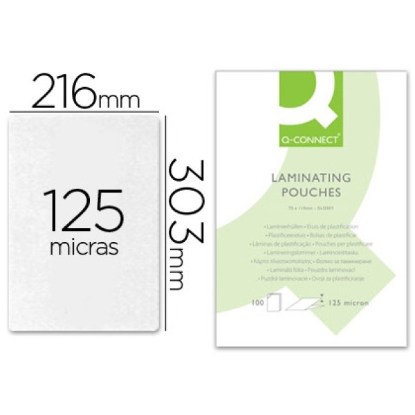 (100) Bolsas para plastificar Q-CONNECT DIN A4 303 X 216 mm - 125 mc (100) Bolsas para plastificar Q-CONNECT DIN A4 303 X 216 mm - 125 mc