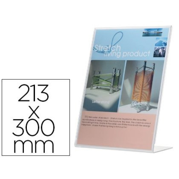 Expositor sobremesa Q-CONNECT A4 Metacrilato con forma de L. Medidas: 213x300mm Expositor sobremesa Q-CONNECT A4 Metacrilato con forma de L. Medidas: 213x300mm