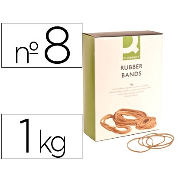 Caja gomas elásticas Q-CONNECT nº 8 1 Kg. 80 x 2 mm. Caja gomas elásticas Q-CONNECT nº 8 1 Kg. 80 x 2 mm.