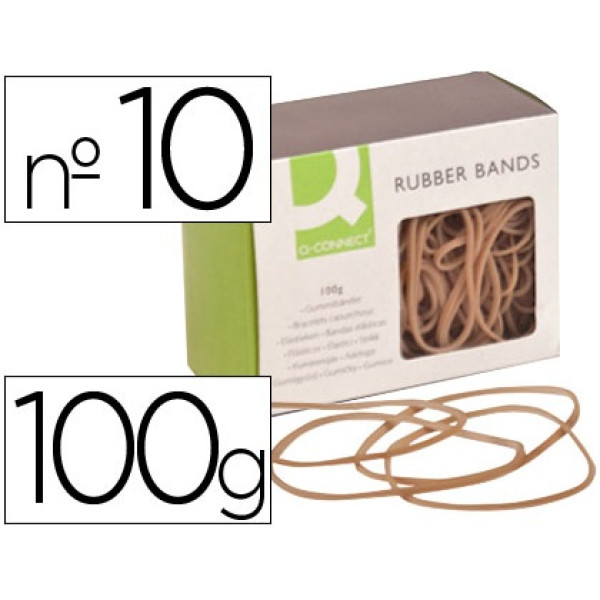 Caja gomas elásticas Q-CONNECT nº 10 100 gr. 100 x 2 mm. Caja gomas elásticas Q-CONNECT nº 10 100 gr. 100 x 2 mm.