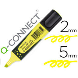 Rotulador Q-CONNECT fluorescente amarillo Premium punta biselada sujeccion caucho