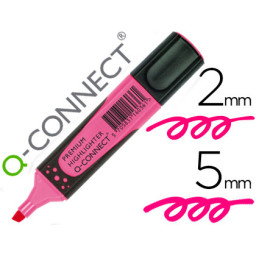 Rotulador Q-CONNECT fluorescente rosa Premium punta biselada sujeccion caucho