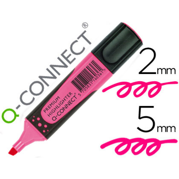 Rotulador Q-CONNECT fluorescente rosa Premium punta biselada sujeccion caucho