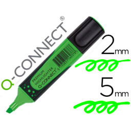 Rotulador Q-CONNECT fluorescente verde Premium punta biselada sujeccion caucho
