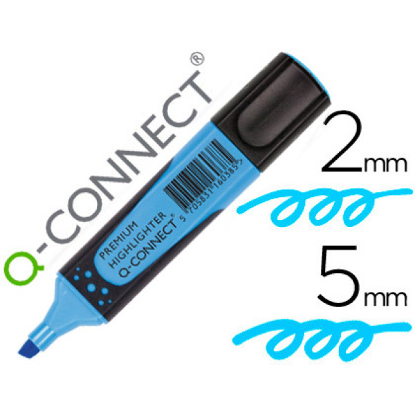 Rotulador Q-CONNECT fluorescente azul Premium punta biselada sujeccion caucho