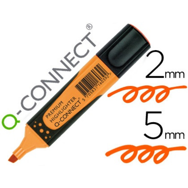 Rotulador Q-CONNECT fluorescente naranja Premium punta biselada sujeccion caucho