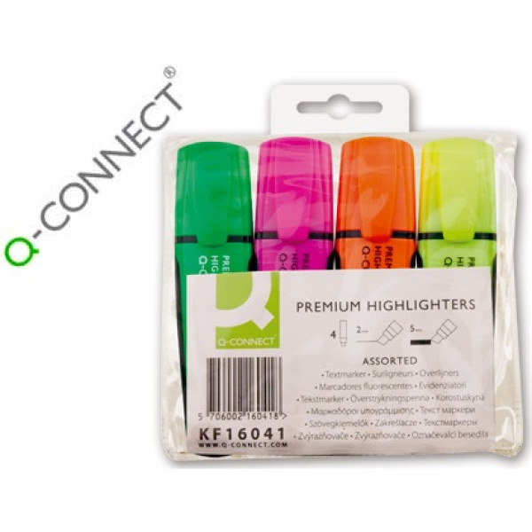 (4) Rotulador Q-CONNECT fluorescente surtidos punta biselada