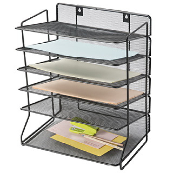 Kit de 6 bandejas sobremesa metálica Q-CONNECT rejilla negra, 325x230x390 Kit de 6 bandejas sobremesa metálica Q-CONNECT rejilla negra, 325x230x390