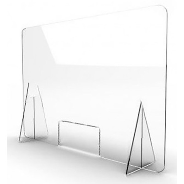 Mampara de metacrilato de sobremesa con ventanilla ancho 80cm x alto 80cm, grosor 5mm, muy estable # Mampara de metacrilato de sobremesa con ventanilla ancho 80cm x alto 80cm, grosor 5mm, muy estable #