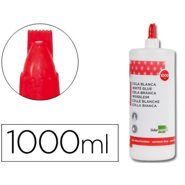 Pegamento cola LIDERPAPEL 1000ml blanca lavable