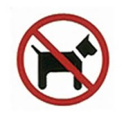 Etiq.APLI señal prohibido perro 114x114mm en vinilo