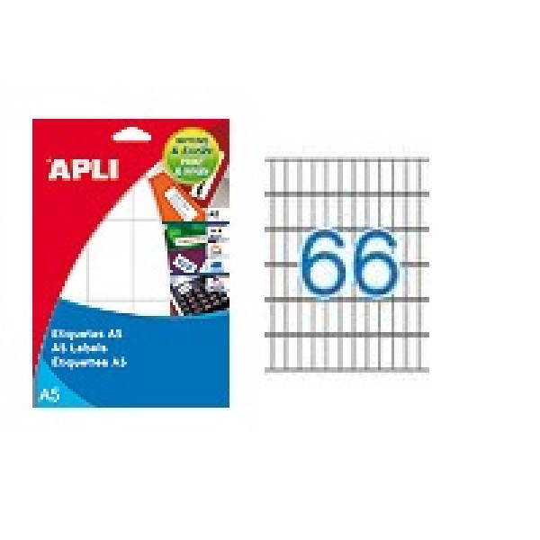 Etiq.APLI A5 cantos romos 12x30mm 990un. 15h fondo blanco inkjet/laser/manual