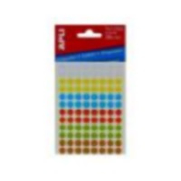 Etiq.APLI multicolor 288u  3 hojas / 8 mm