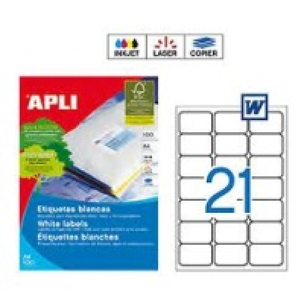 Etiq.APLI 63,5x38,1 poliv.cantos romos 100A4 2100u.