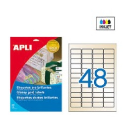 Etiq.APLI poliéster oro 457 x212 ** c.romo inkjet 10A4 480u