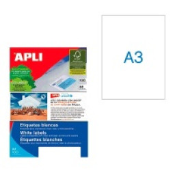 Etiq.APLI blancas 100A3 297x420 (A3) c.rectos poliv.