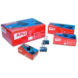 12 Pinzas APLI 25mm metálicas negra pala abatible