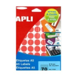 Etiq.APLI redonda roja 19mm 560 etiq.