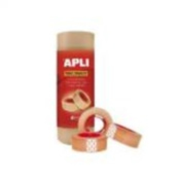 (8) Cinta adhesiva APLI transparente 19x33mm en torre