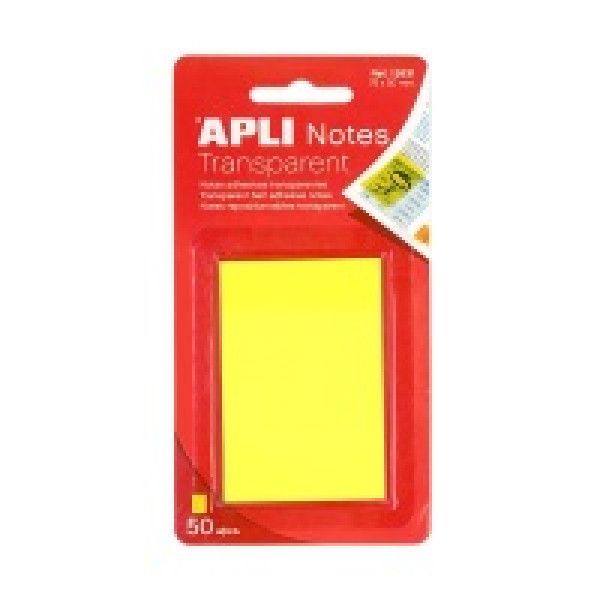 Bloc notas transparente APLI 75x50 50h amarillos *