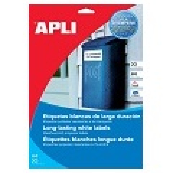 Etiq.APLI blancas resistentes a la intemperie (poliéster) 64,6x33,8mm  24u.x100h.