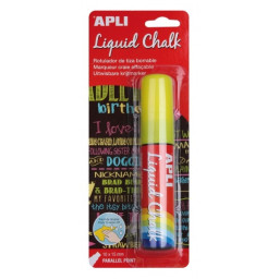 (1) Liquid Chalk APLI punta cuadrada 15mm amarillo rotulador de tiza líquida, fácil de borrar