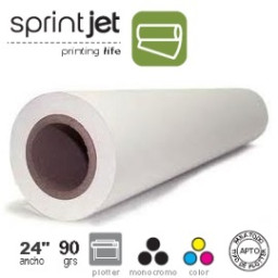 Rollo papel plotter SPRINTJET plus 90gr 610mm 50mt universal, color