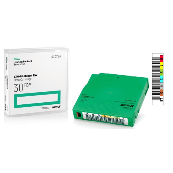 DC HPE Ultrium LTO-8 (BaFe) etiquetado 12TB/30TB secuencia a medida