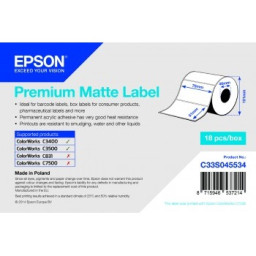 Rollo etiquetas EPSON Premium Matte Lab ColorWorks C3400 C3500 C831 C7500 - 76mm x 51mm, 650etiq.