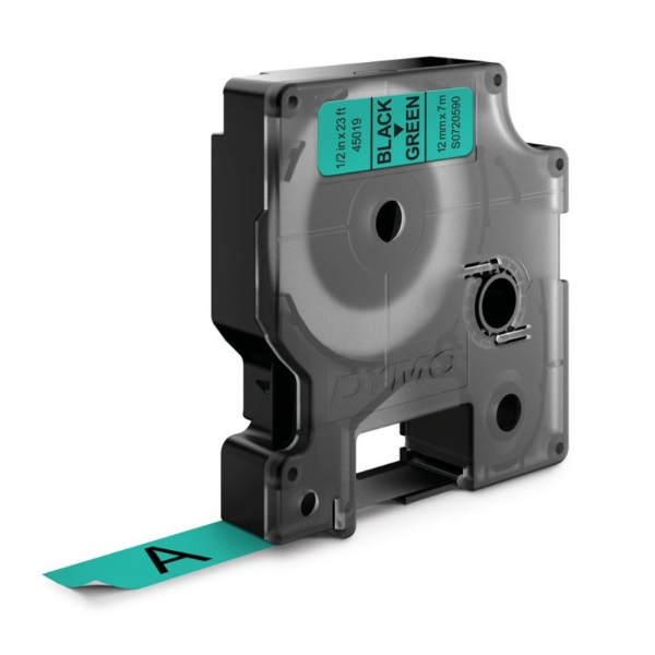 D1 - CINTAS DYMO 12MMX7M NEG/VERD