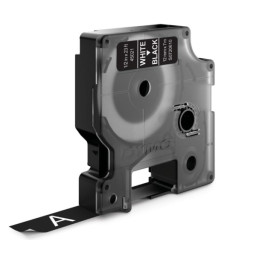 Label cassette DYMO D1 Standard 12mm x 7m.  white on black (texto blanco/fondo negro)(45021)