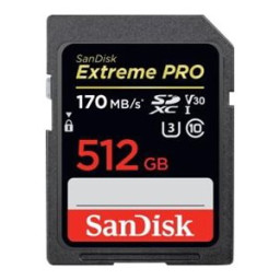 Tarjeta SDHC SANDISK Extreme Pro 512GB UHS-I U3, Class 10/V30  170MB/s