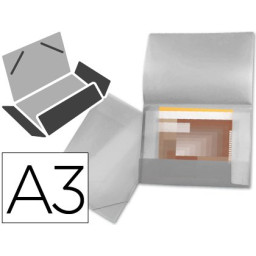 Carpeta portadocumentos LIDERPAPEL incolora A3 polipropileno lomo flexible