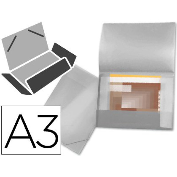 Carpeta portadocumentos LIDERPAPEL incolora A3 polipropileno lomo flexible Carpeta portadocumentos LIDERPAPEL incolora A3 polipropileno lomo flexible