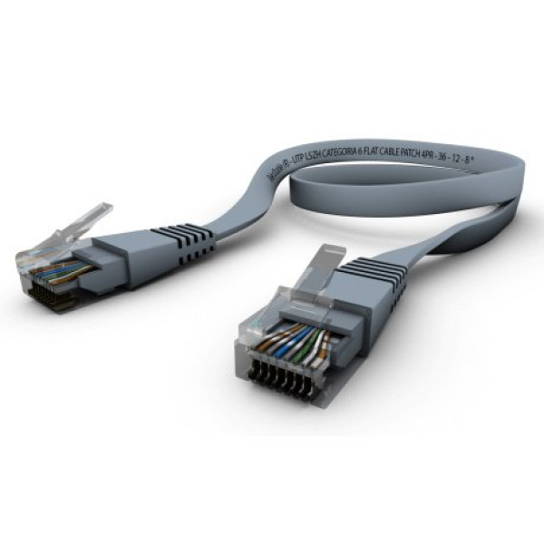 Cable RJ45M/M UTP cat.6 flexible LSZH 2m. gris sin apantallar cables planos