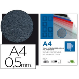 (100) Tapas encuadernar LIDERPAPEL A4  0.5mm polip.  negro