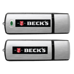 Memoria con logotipo USB CLASICA plata 4GB USB 2.0, carcasa aluminio pulido con tapa