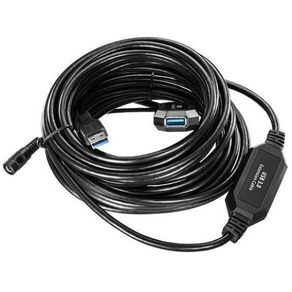 Cable USB 3.0 tipo A Macho - Tipo A Hembra 10 mts. Negro SuperSpeed 5Gbit/s con repetidor Activo Cable USB 3.0 tipo A Macho - Tipo A Hembra 10 mts. Negro SuperSpeed 5Gbit/s con repetidor Activo